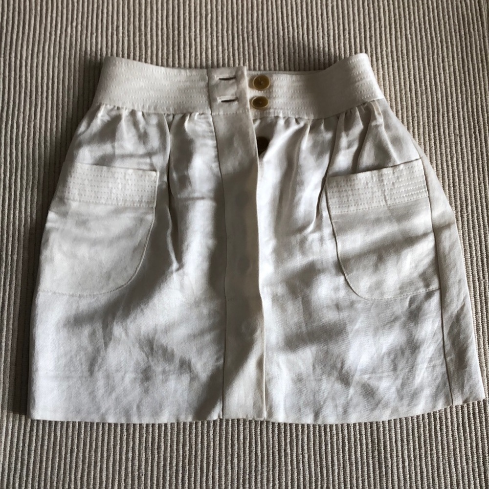 Jcrew - Cream Linen Button Down Skirt